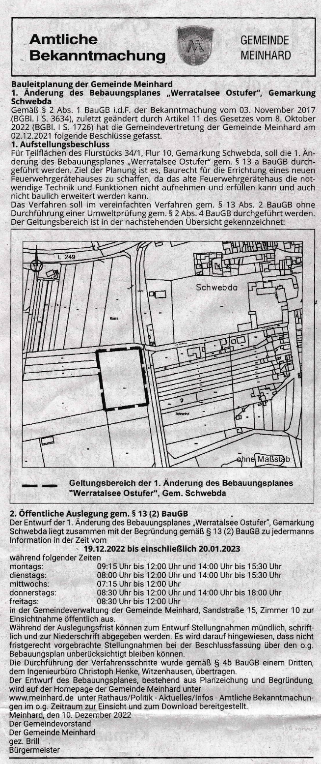 Änderung Bebauungsplan